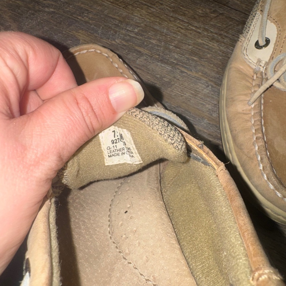 Sperry Top-Sider Bluefish 2-Eye Boat Shoes Womens 7.5 M Tan Linen Oat Leather - Picture 9 of 9